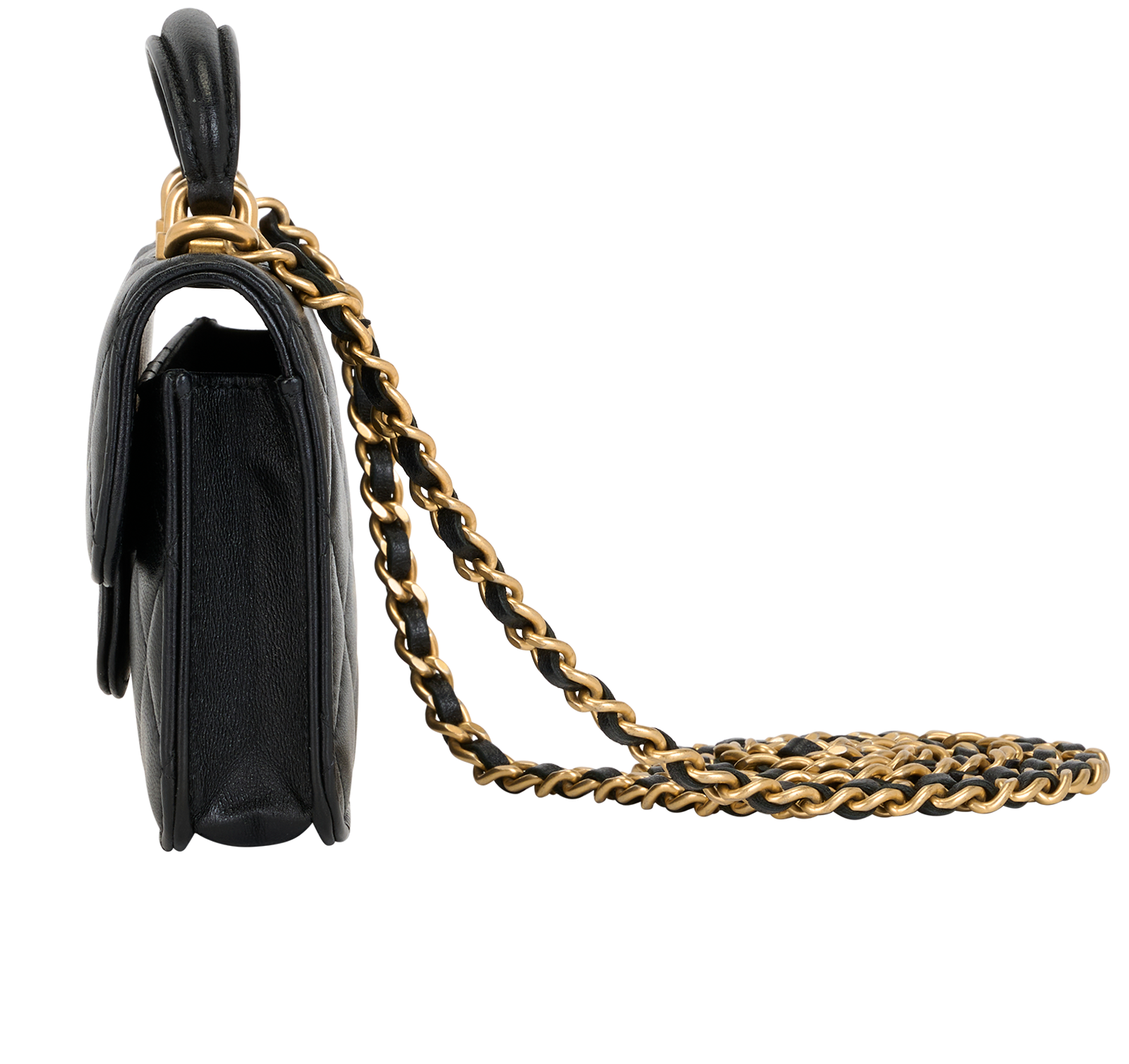 Mini Top Handle Flap, &pound;2,900, Handbags, Black, Lambskin Leather, Bottom view